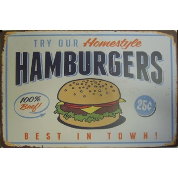 fémtábla 30x20 Hamburgers