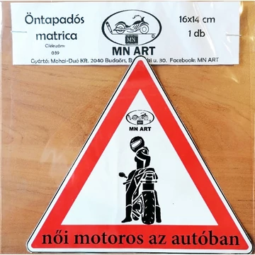 Matrica háromszög Női Motoros az autóban