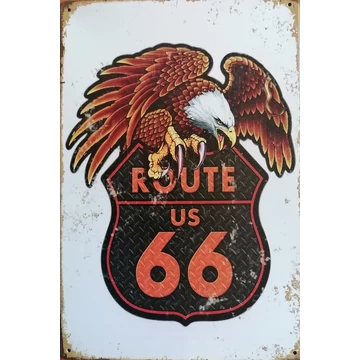 fémtábla 20x30 Route 66 madár
