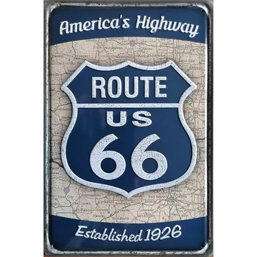 fémtábla 20x30 Route66 America's Highway