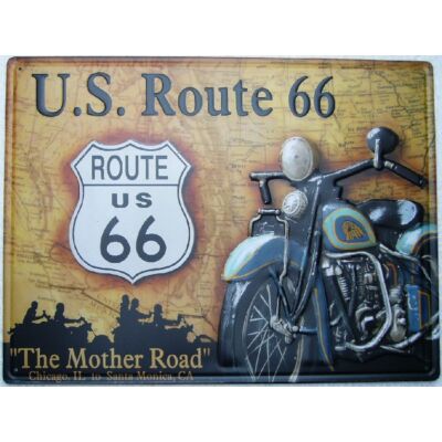 fémtábla 40x30 U.S.Route 66 3D