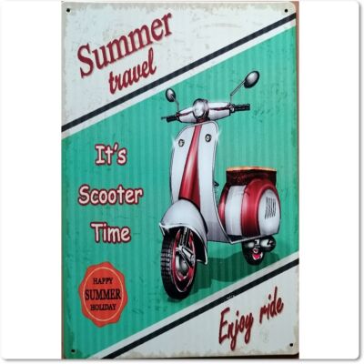fémtábla 20x30 Summer Travel Scooter