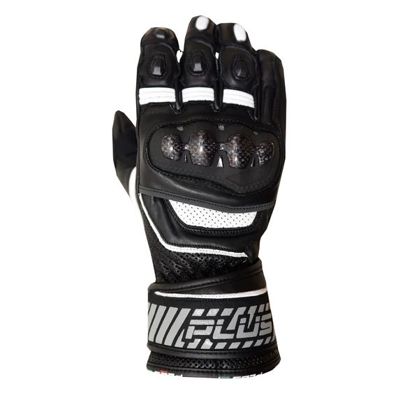Plus Racing Street Pro fekete-fehér XXL  motoros kesztyű 