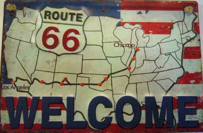 fémtábla fém falikép Route 66 WELCOME