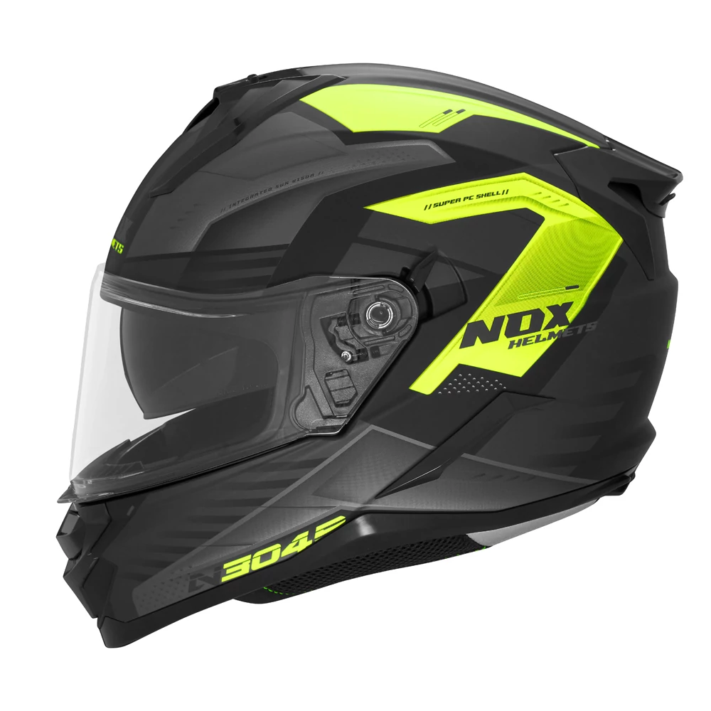 Nox N304 S Carver matt fekete/neon  L zárt napszemüveges bukósisak